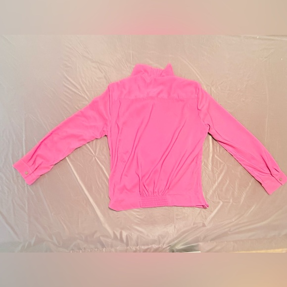 Amanda Uprichard Fuchsia Long Sleeve Drape Front Silk Blouse Size Small MSRP$198 - Picture 6 of 11